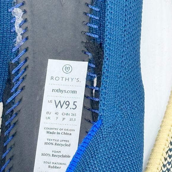 Rothy's The Ballet Flat Slip-On Comfortable Blue Holiday Licorice Size W9.5 NWOB - Picture 9 of 9